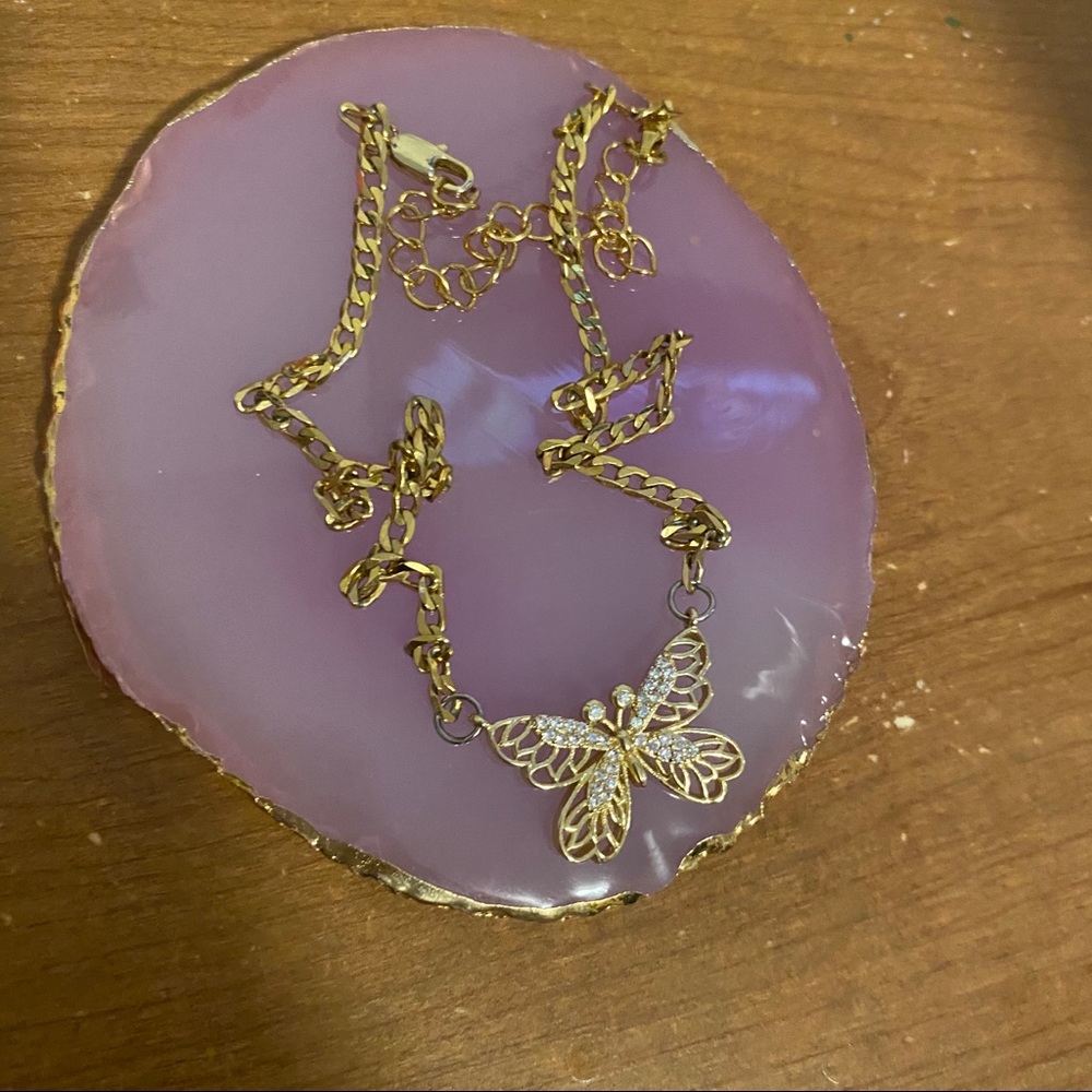 butterfly 24k gold plated necklace